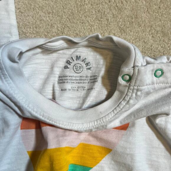 12-18M Primary Heart Shirt Bundle Rainbow Heart Tee and Black Heart Long Sleeve - Picture 3 of 5